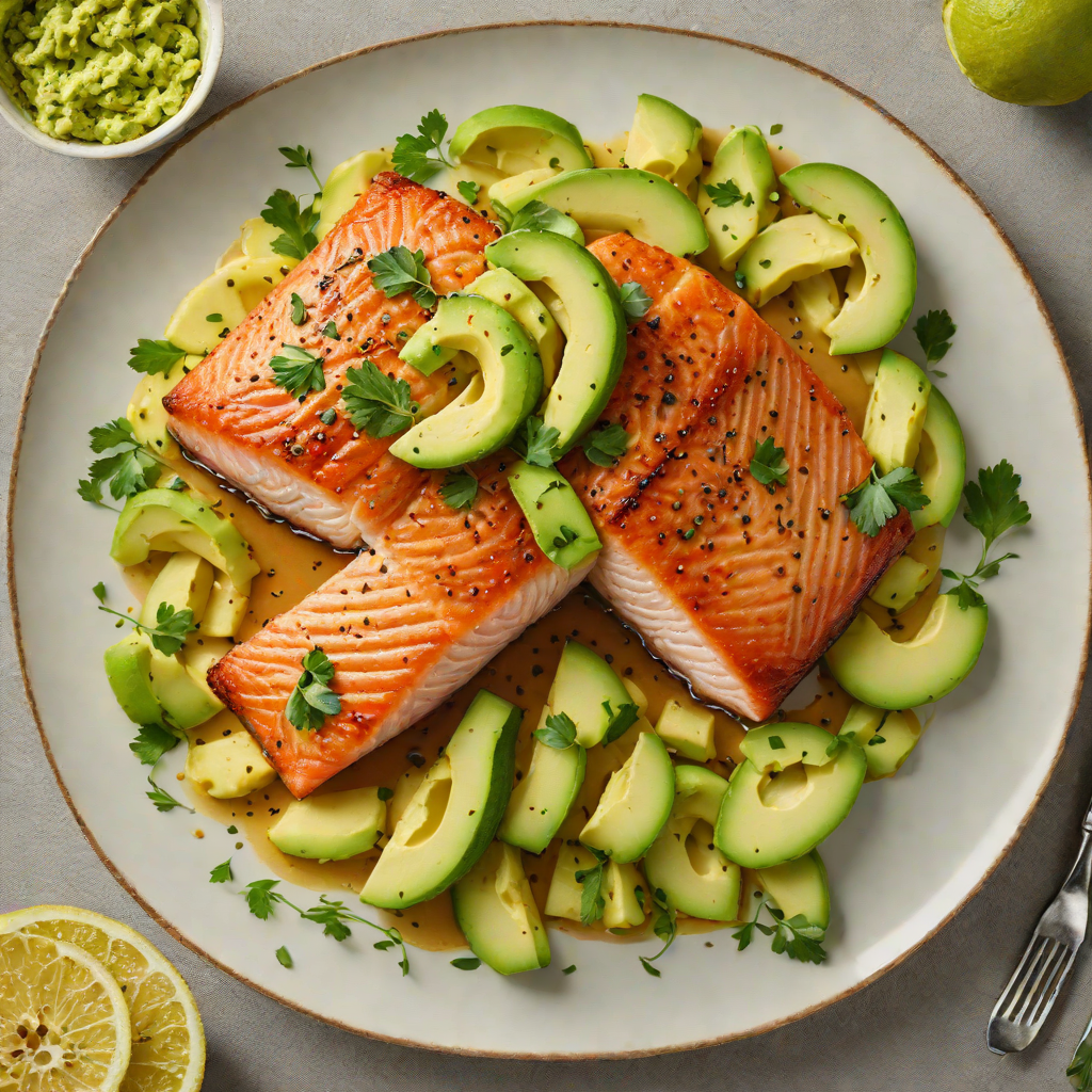 Pan-Seared Salmon with Avocado and Lemon Butter Sauce