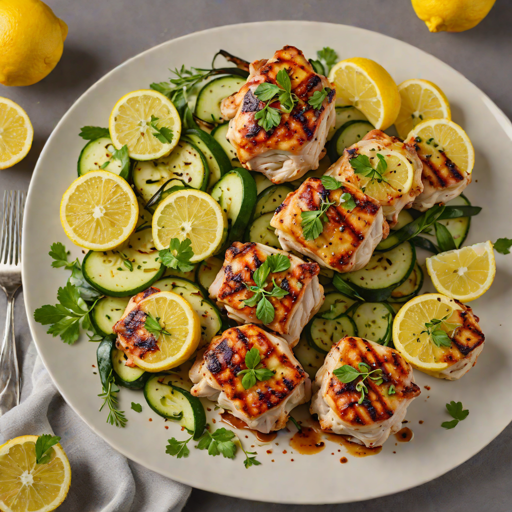 Grilled Lemon-Herb Chicken Thighs with Zucchini Ribbons