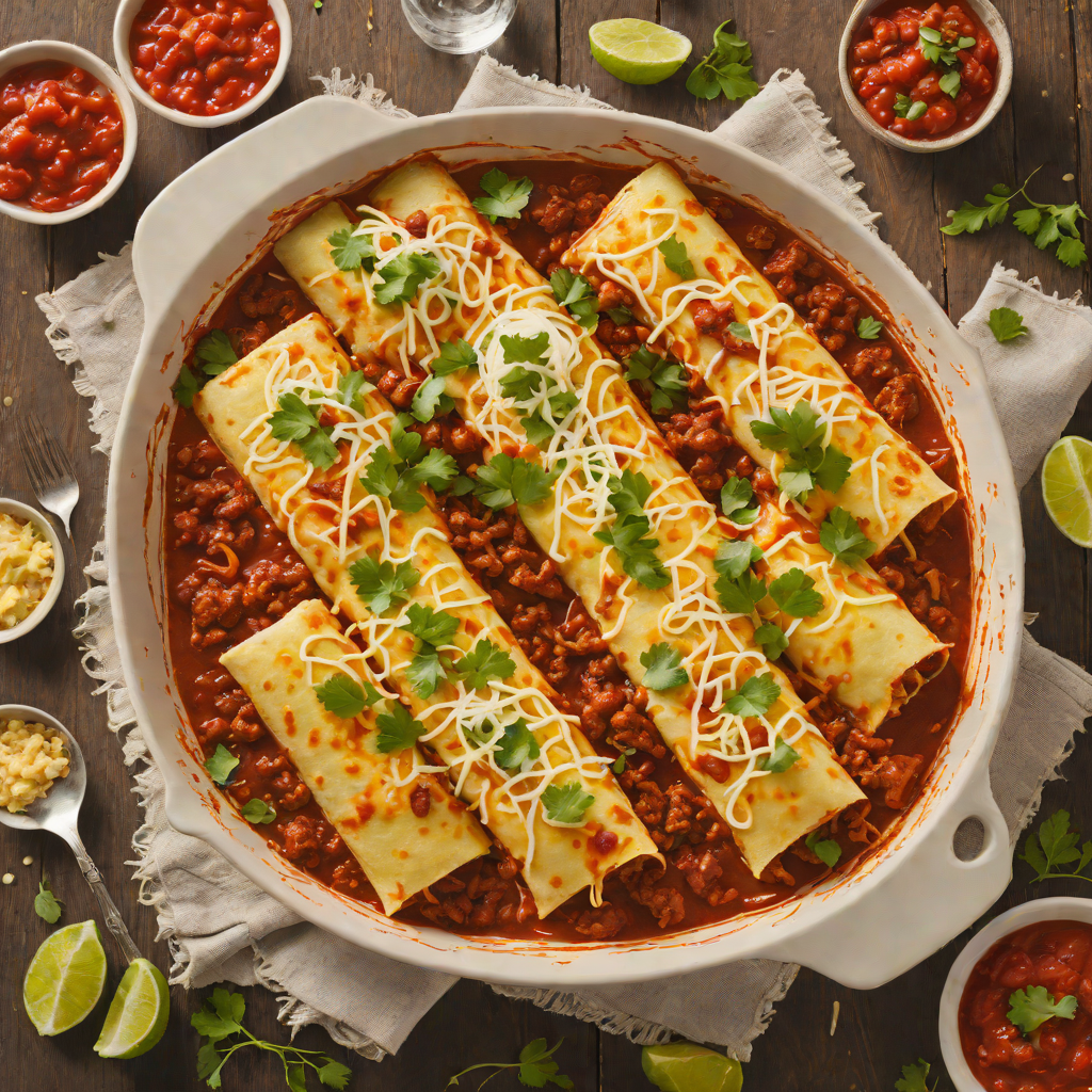 Cheese and Chorizo Enchiladas with Red Chili Sauce