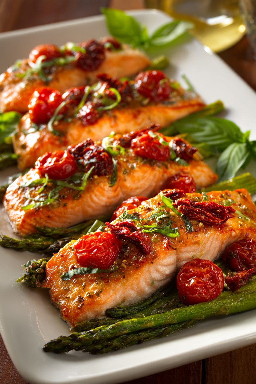 Italian Oven-Roasted Salmon with Sun-Dried Tomato Pesto