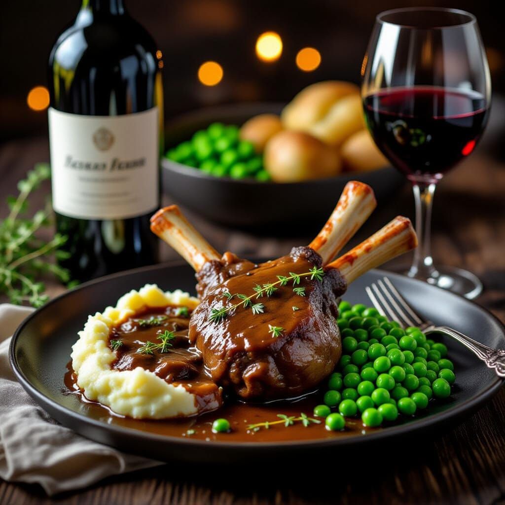 Slow-Cooked Lamb Shanks with Wattleseed and Tomato Jus