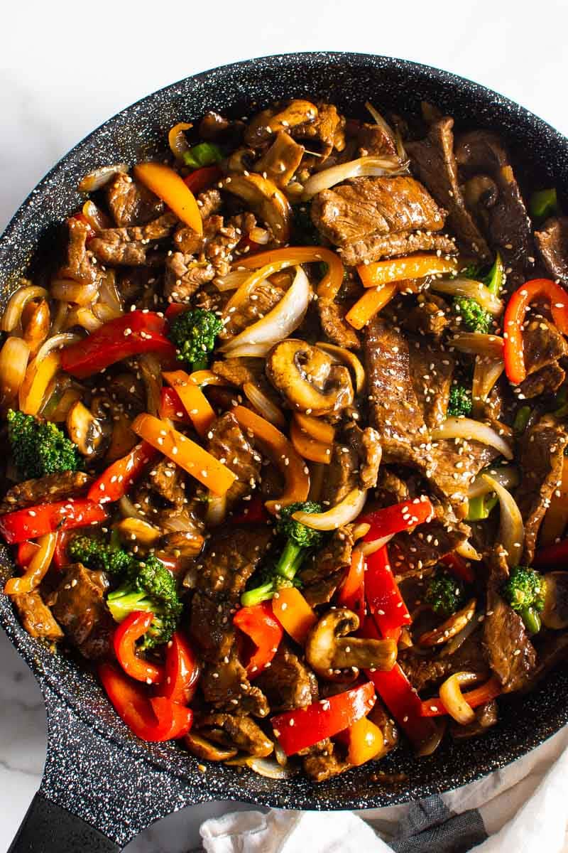 Low-Carb Korean Beef Stir Fry with Sesame and Scallions