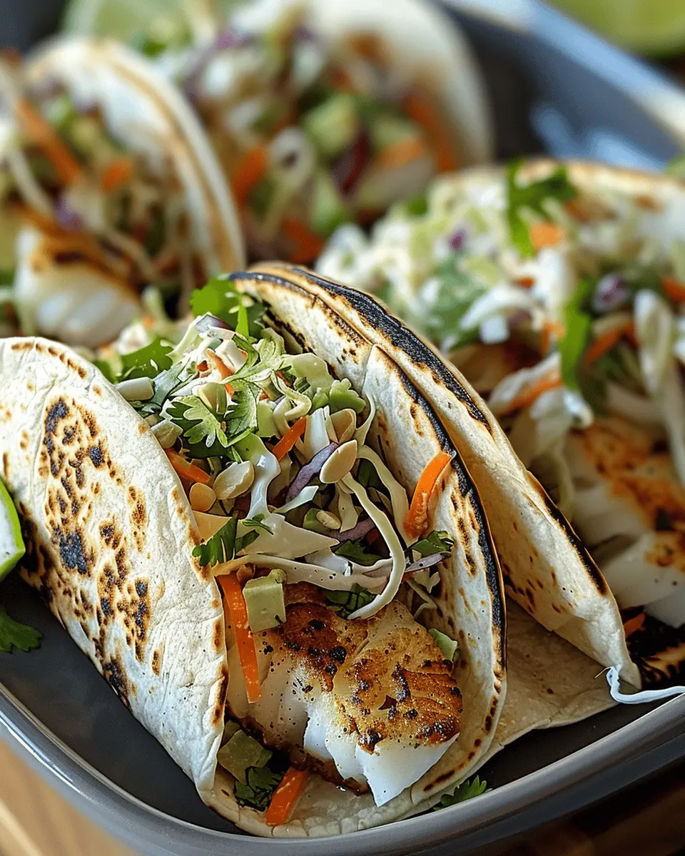 Grilled Fish Tacos with Cilantro Lime Slaw