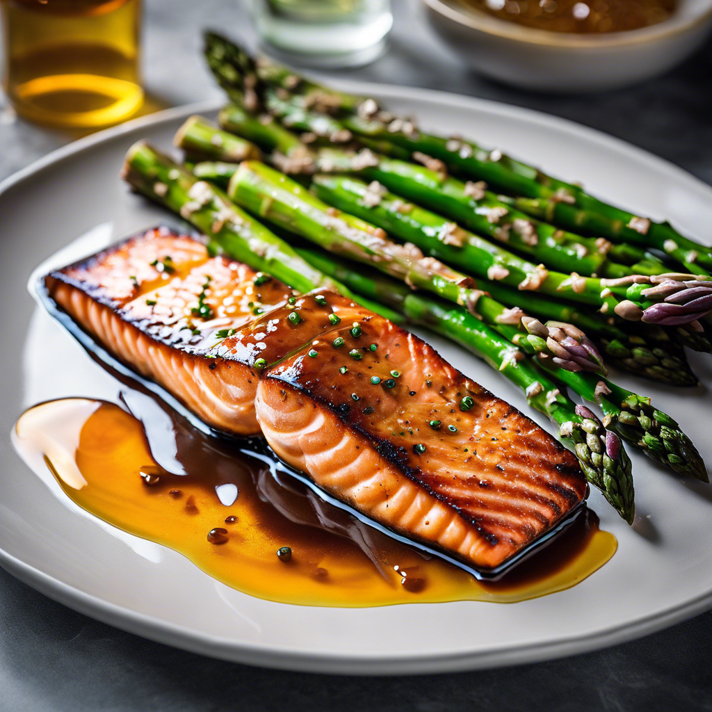 Honey-Ginger Glazed Salmon with Spring Asparagus Stir-Fry