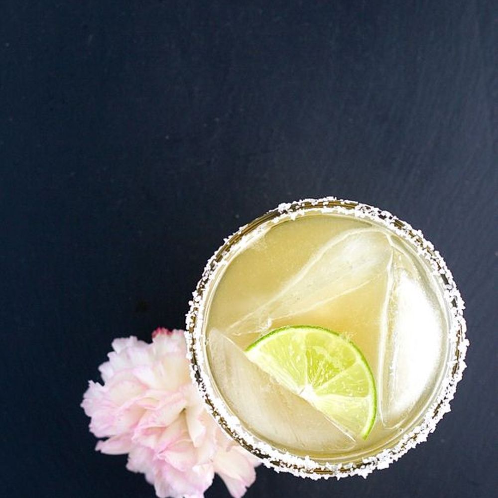 Salt-Rimmed Margarita on the Rocks with Triple Sec