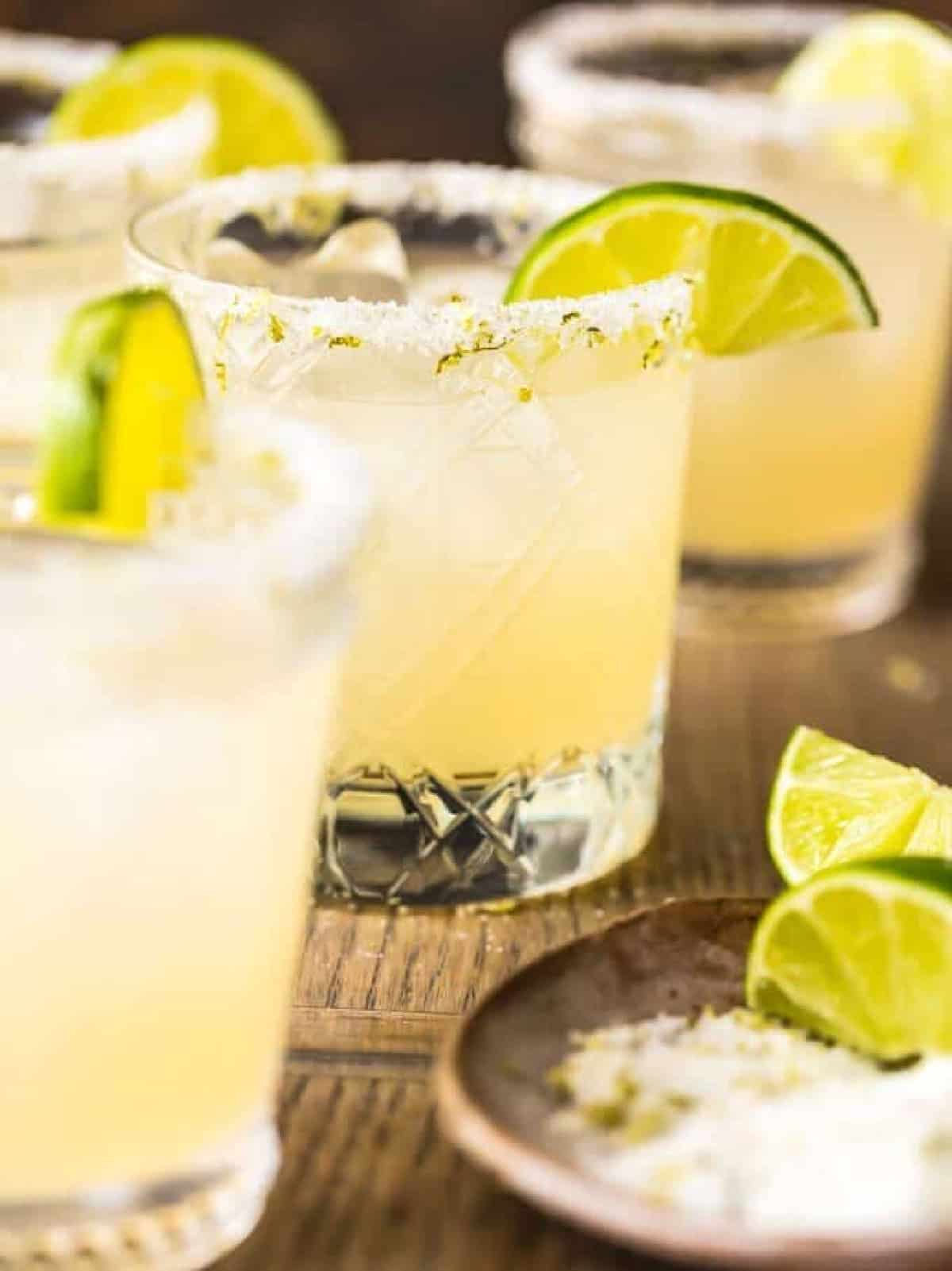 Salt-Rimmed Margarita on the Rocks with Agave Nectar