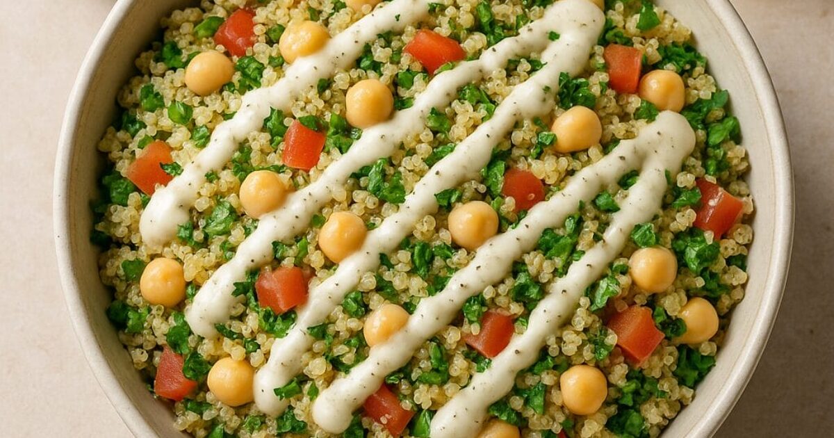 No-Cook Chickpea Salad with Lemon-Tahini Dressing