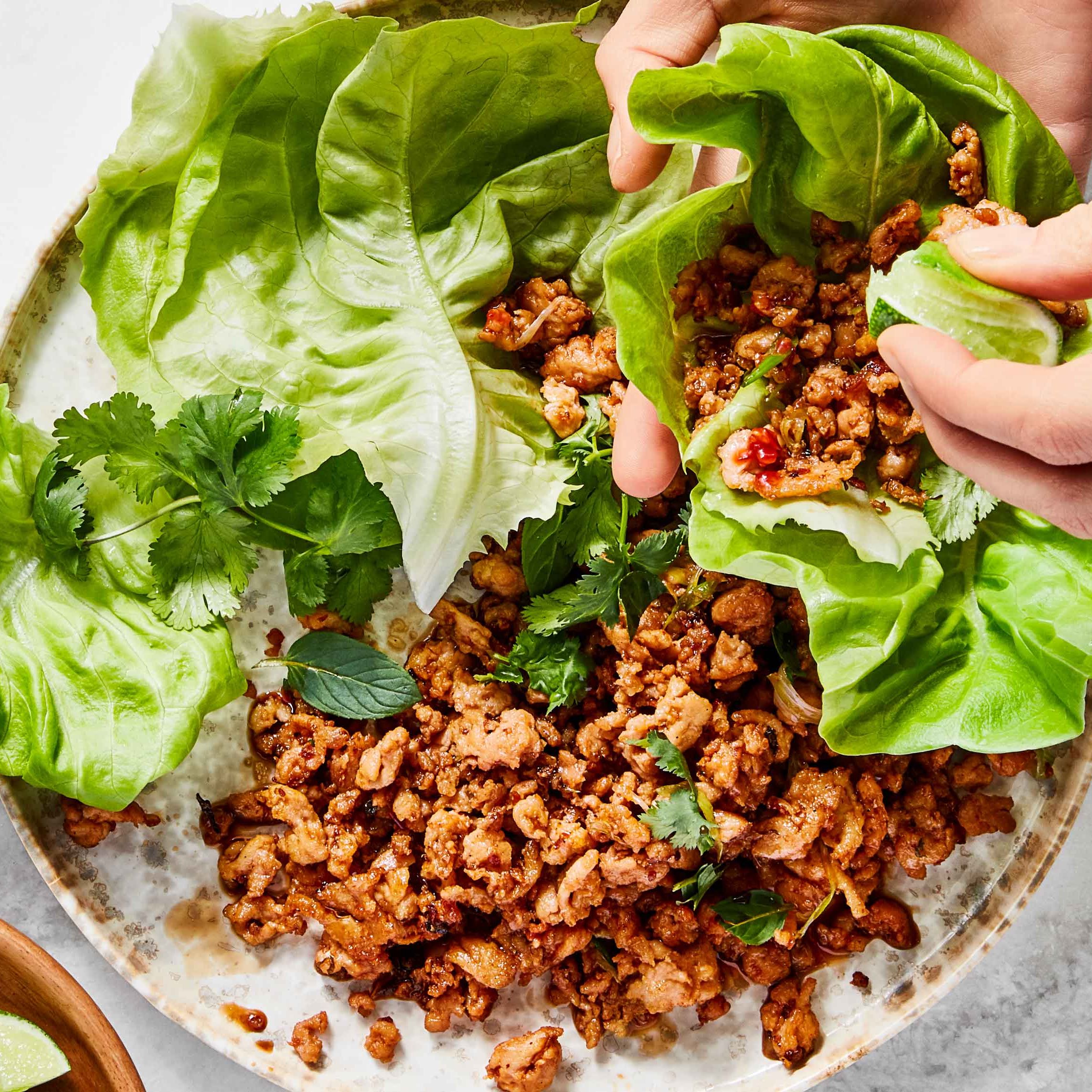 Tiki-Spiced Pulled Pork Lettuce Wraps with Pineapple Salsa