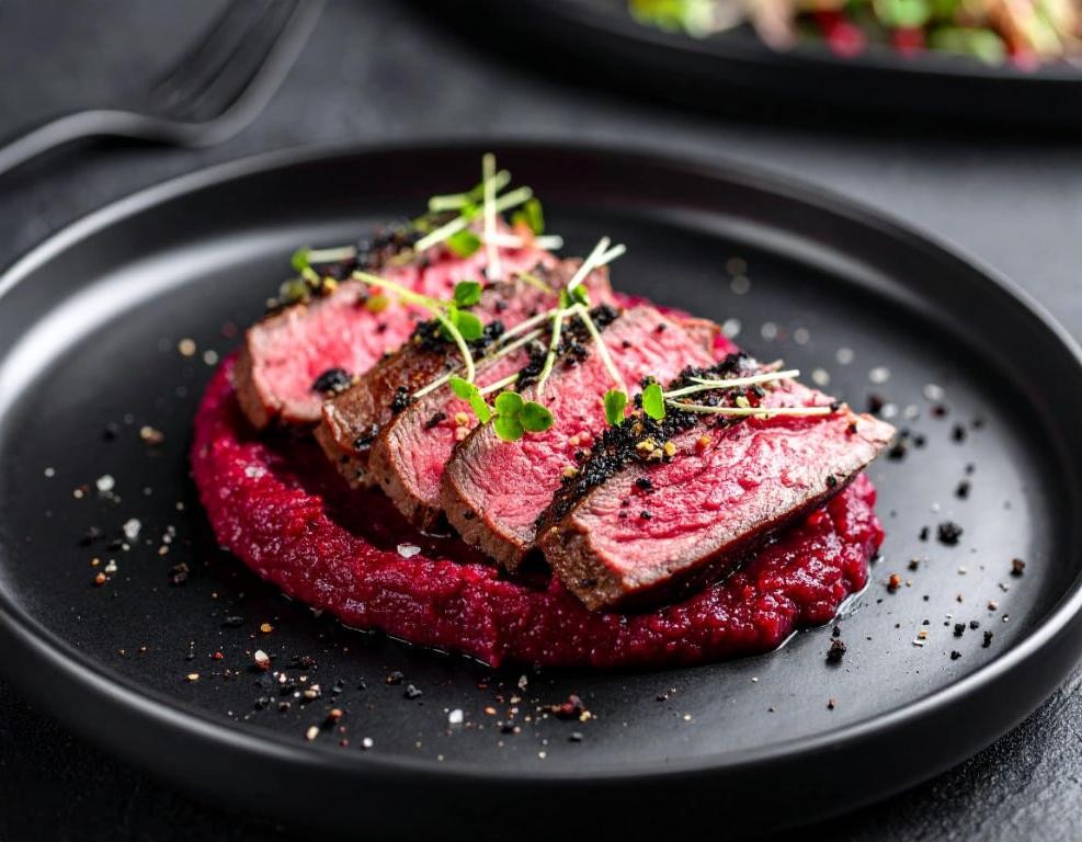 Slow-Roasted Kangaroo Steak with Pepperberry Sauce