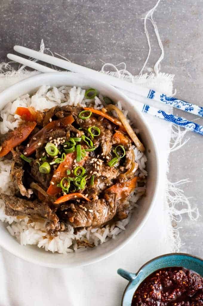 Pan-Seared Korean BBQ Beef Bulgogi with Scallion Salad