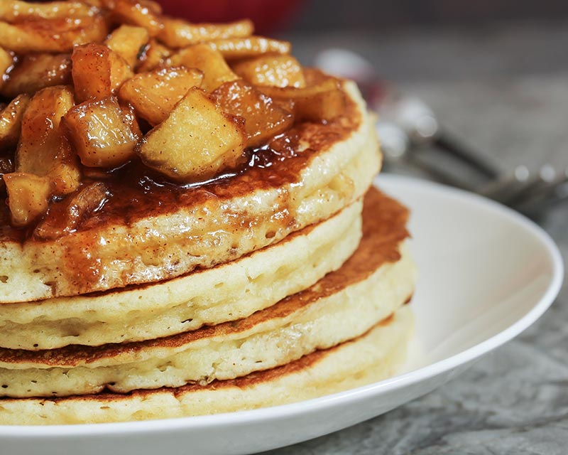 Miller's Apple Cinnamon Pancakes with Maple Syrup