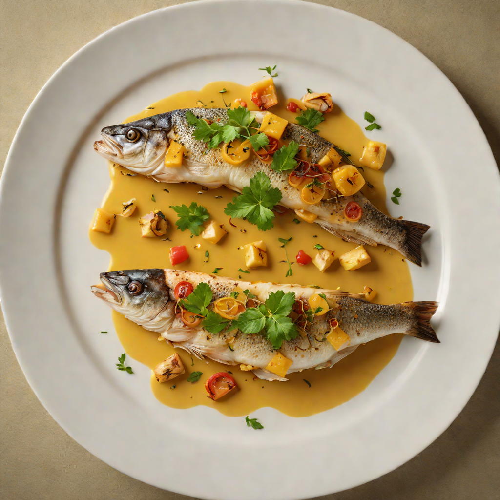 Pan-Roasted Sea Bass with Saffron and Garlic Sauce