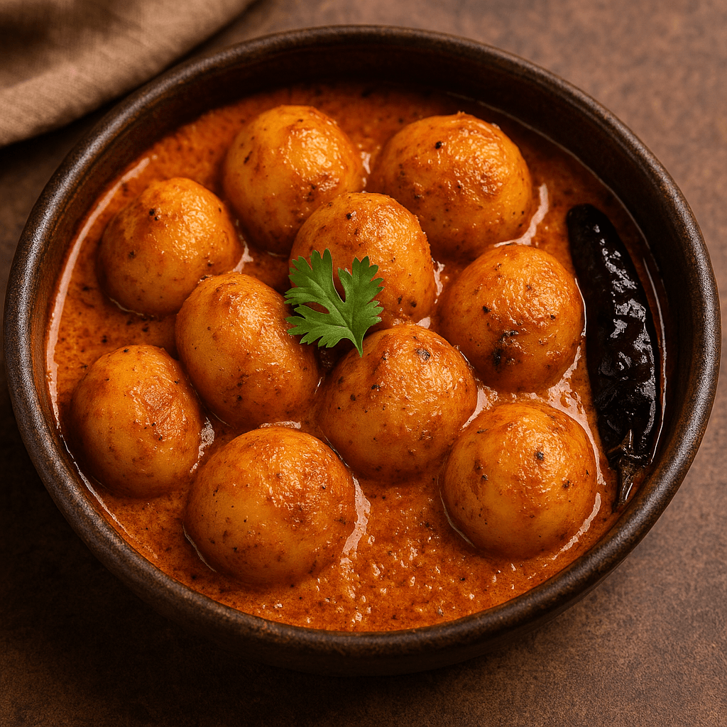 Dum Aloo Kashmiri Style with Spiced Potato Dumplings