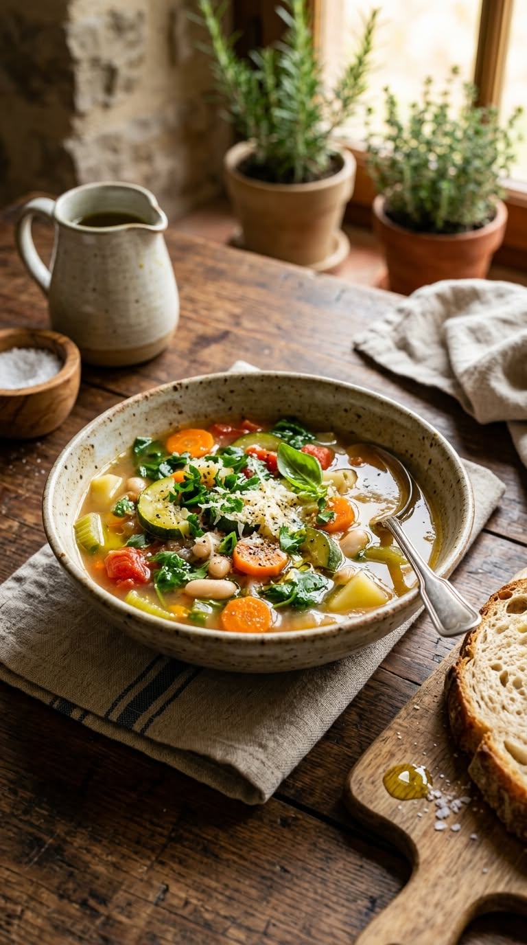 Pompeii-Inspired Rustic Italian Vegetable and Herb Soup