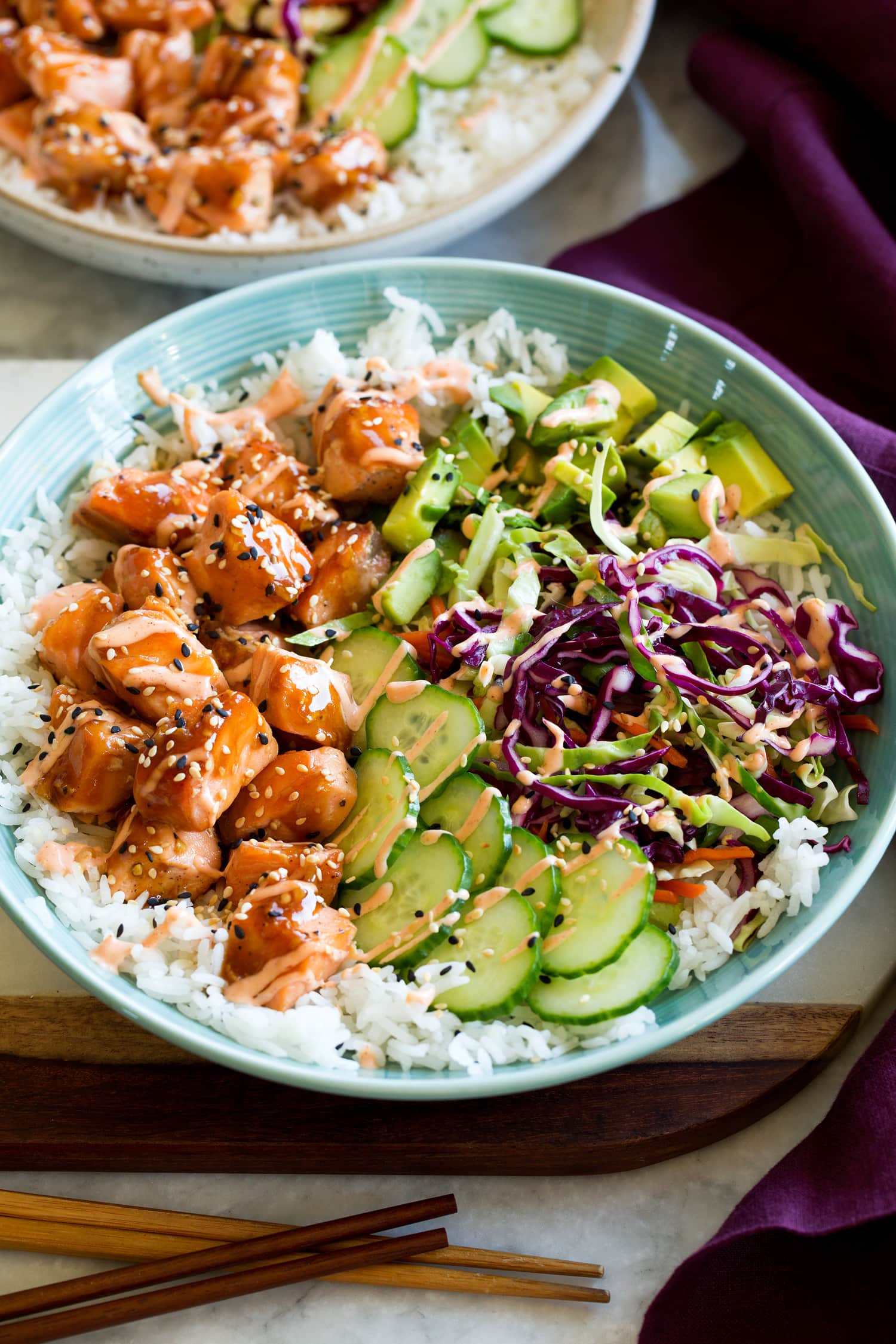 Miso-Glazed Salmon Rice Bowl with Pickled Cucumber