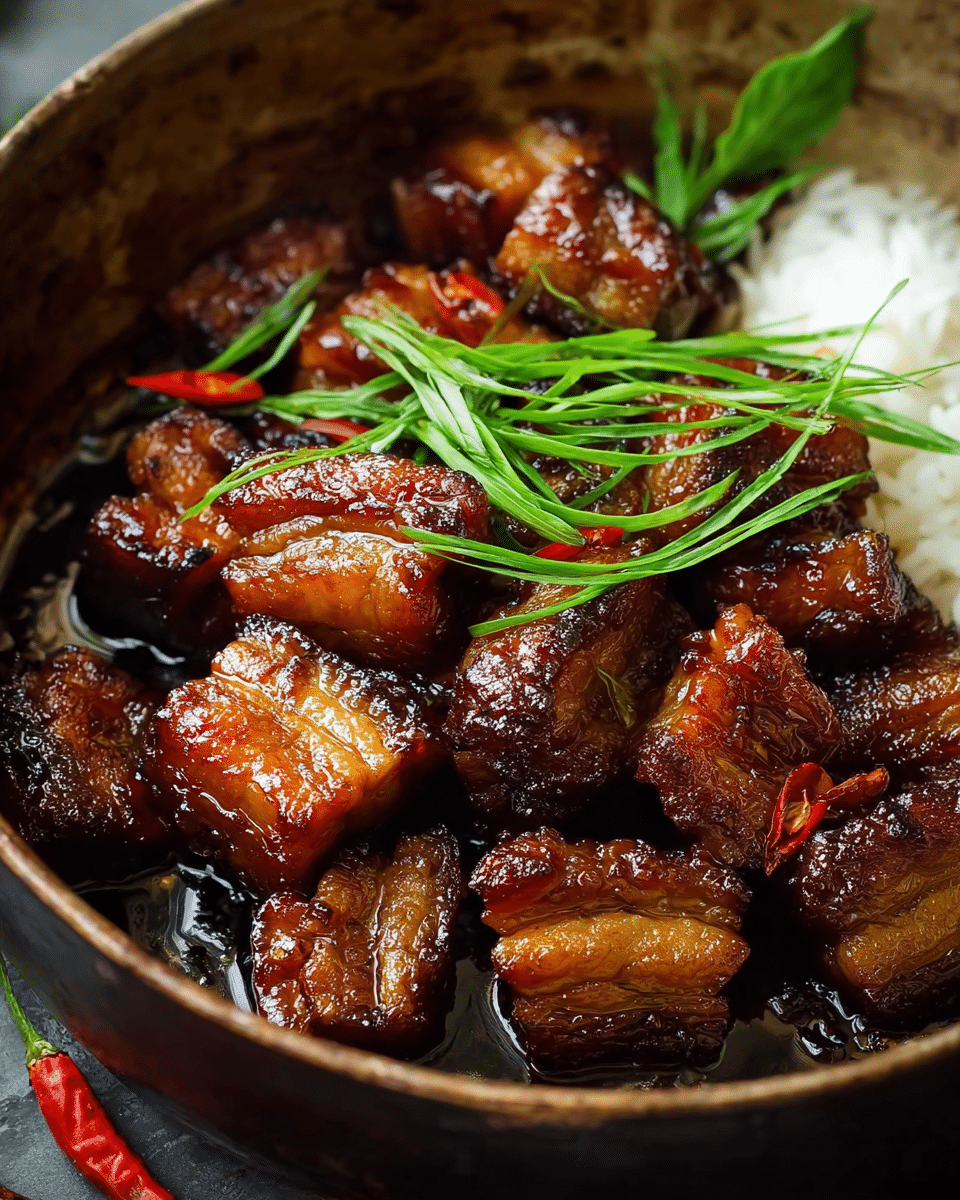 Caramelized Shallot and Tamarind Glazed Pork Belly