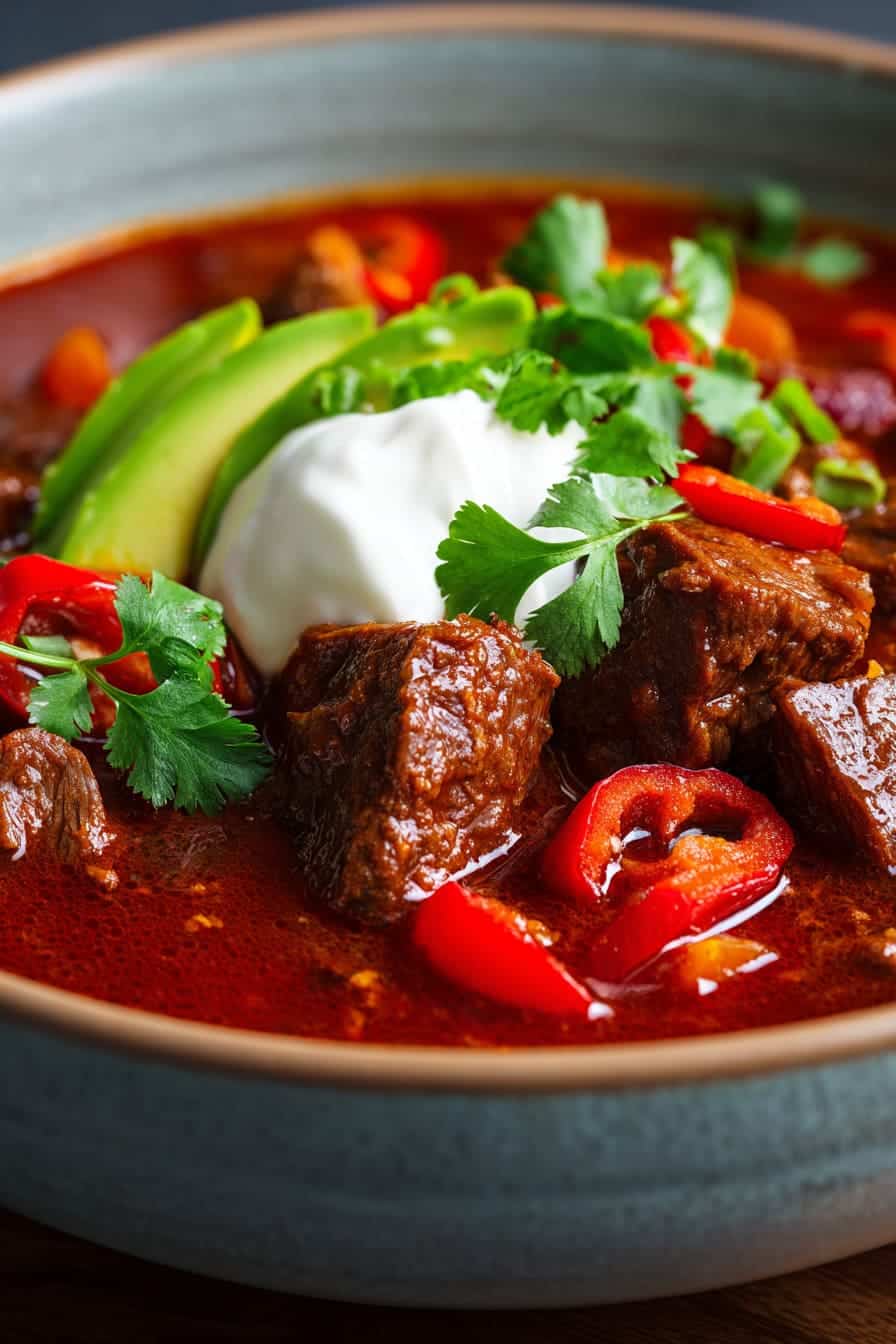 Slow-Cooked Salvadoran Beef with Spiced Tomato and Chilies