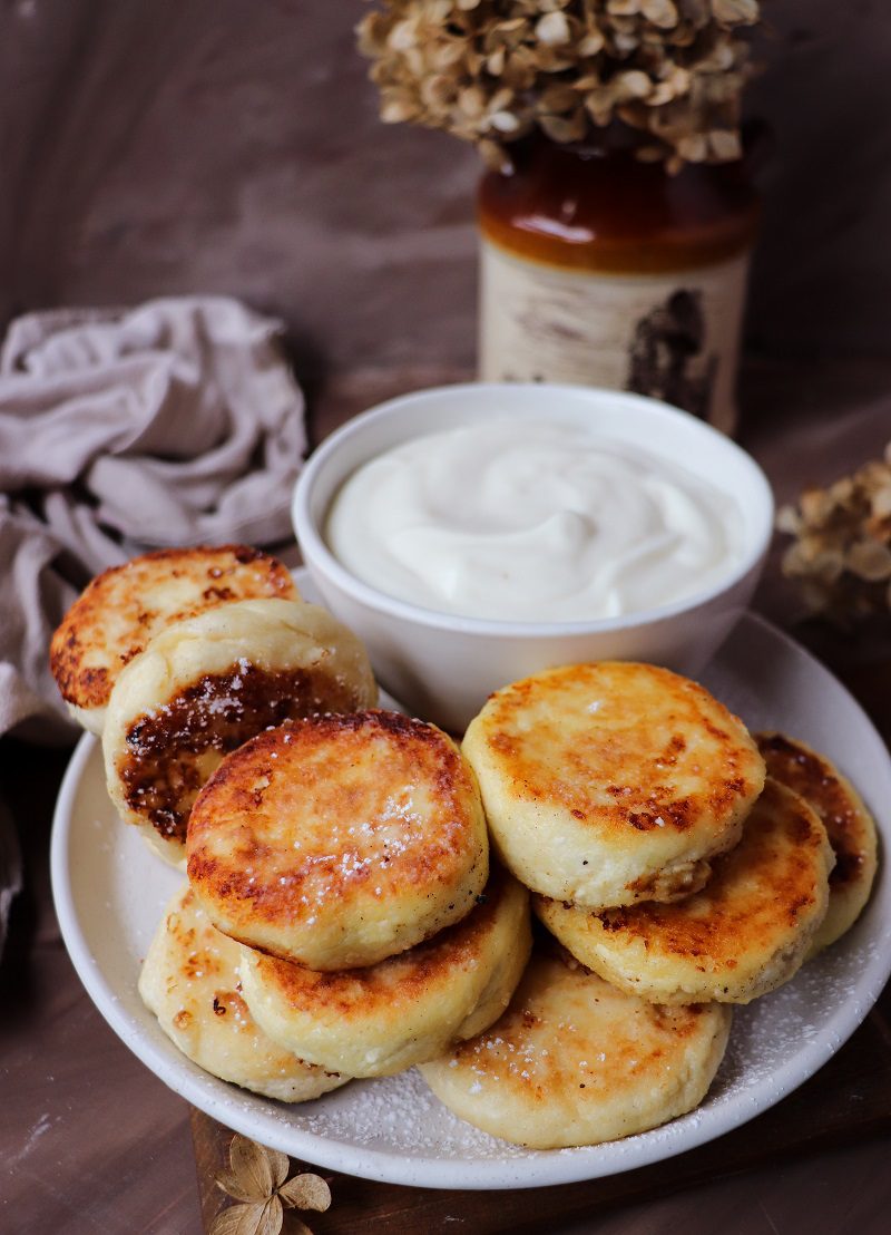 Pan-Fried Russian Tvorog Sirniki with Vanilla Honey Glaze