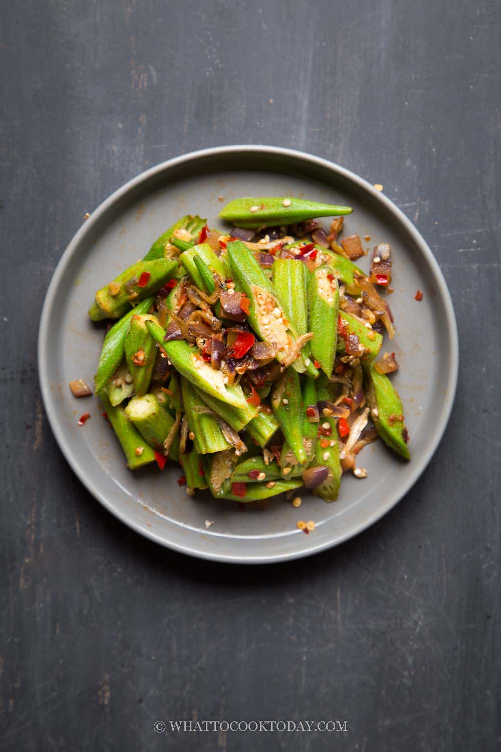 Sambal Stir-Fried Aubergine and Okra
