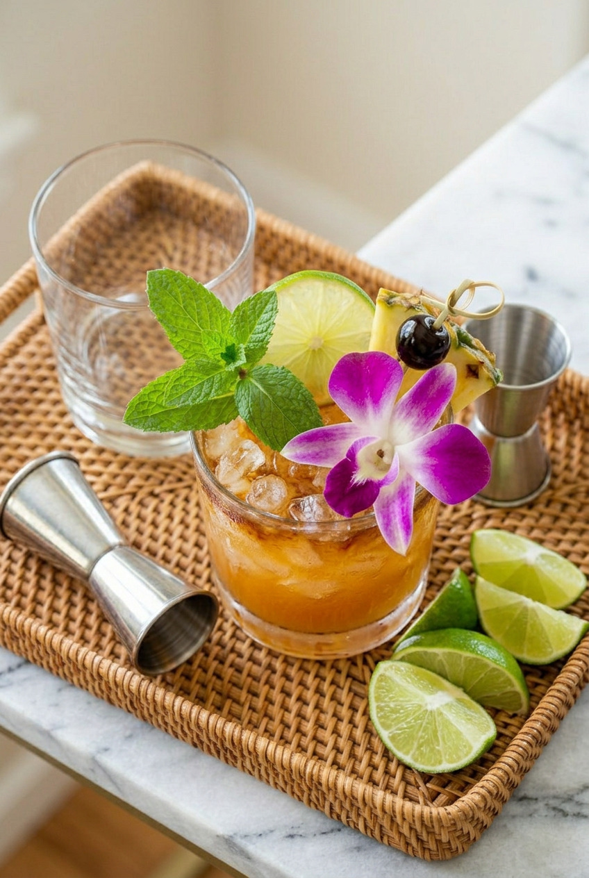 Citrus-Spiced Mai Tai Cocktail with Fresh Lime