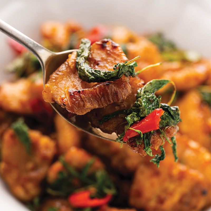 Spicy Pork Stir-Fry with Garlic and Basil