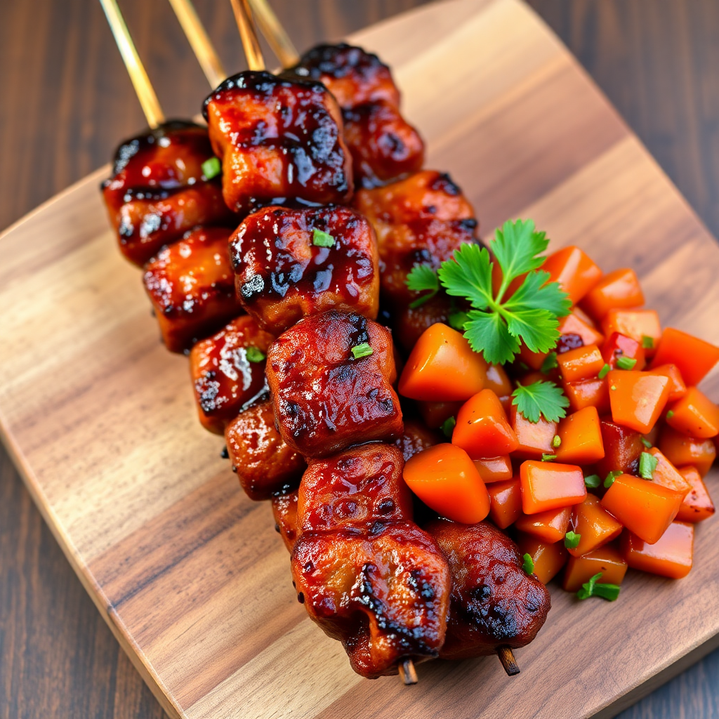 Honey-Glazed Kangaroo Skewers with Bush Tomato Chutney