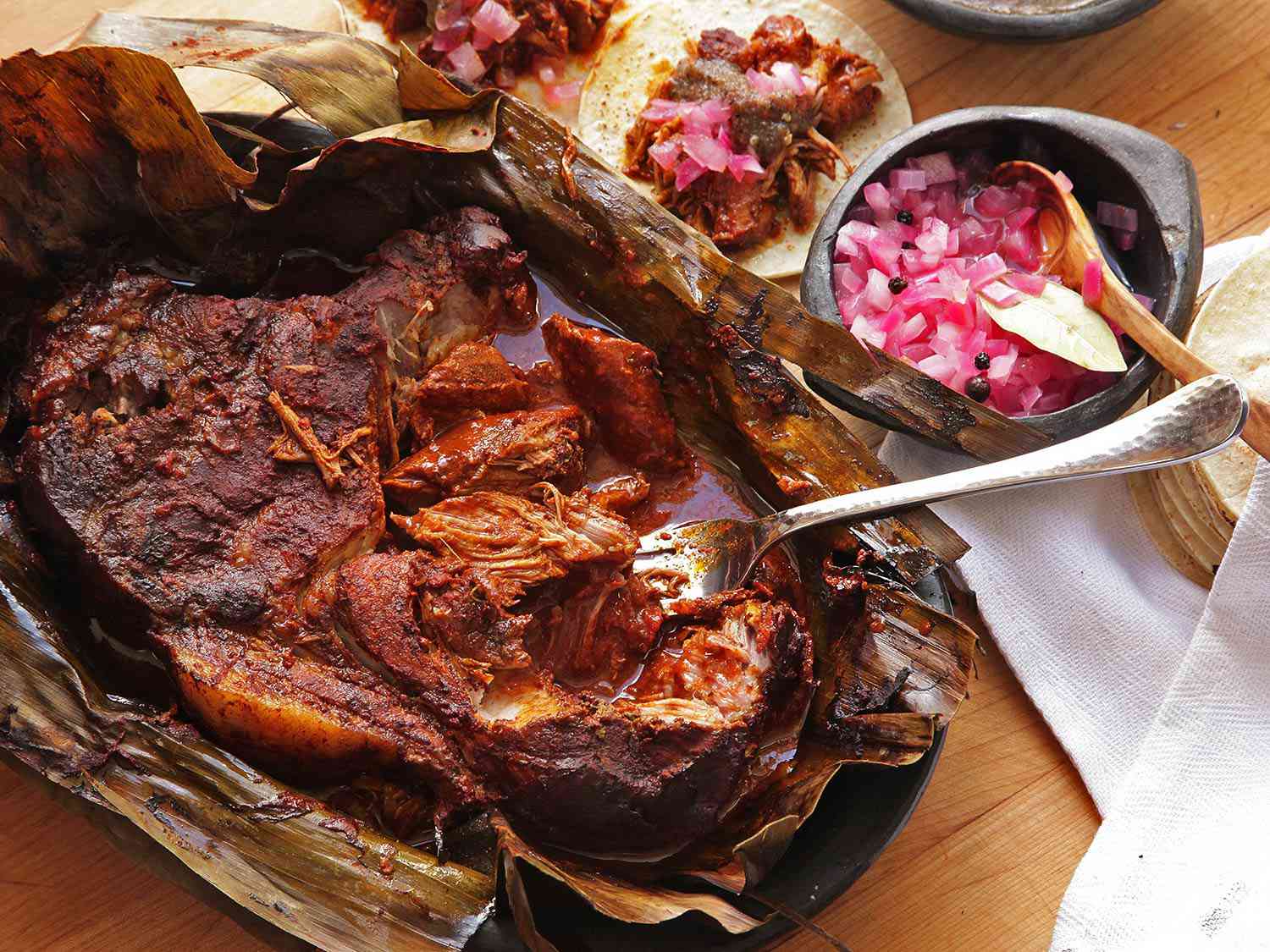 Banana Leaf Roasted Cochinita Pibil with Achiote Marinade