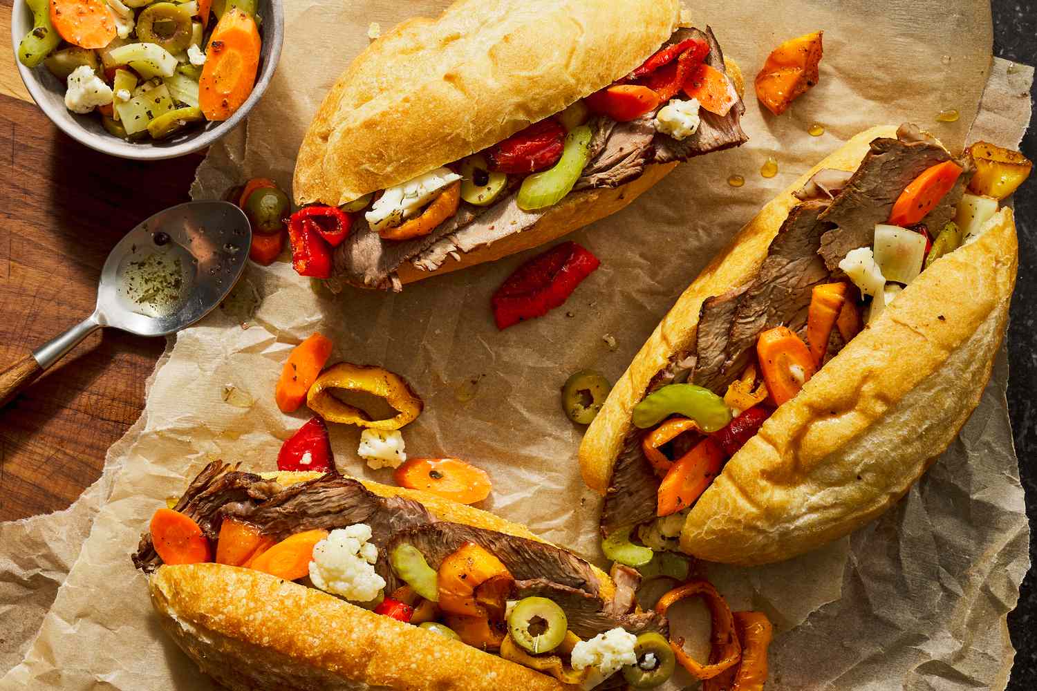 Grilled Chicago-Style Italian Beef Sandwiches with Giardiniera