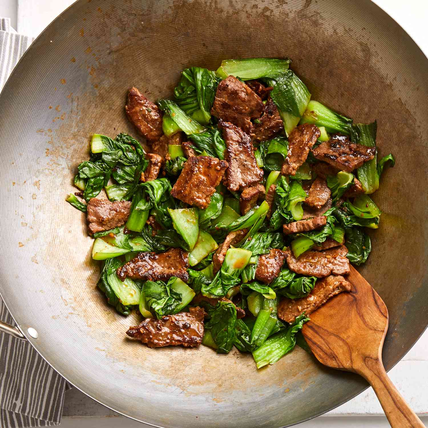Stir-Fried Garlic Beef with Bok Choy and Shiitake Mushrooms