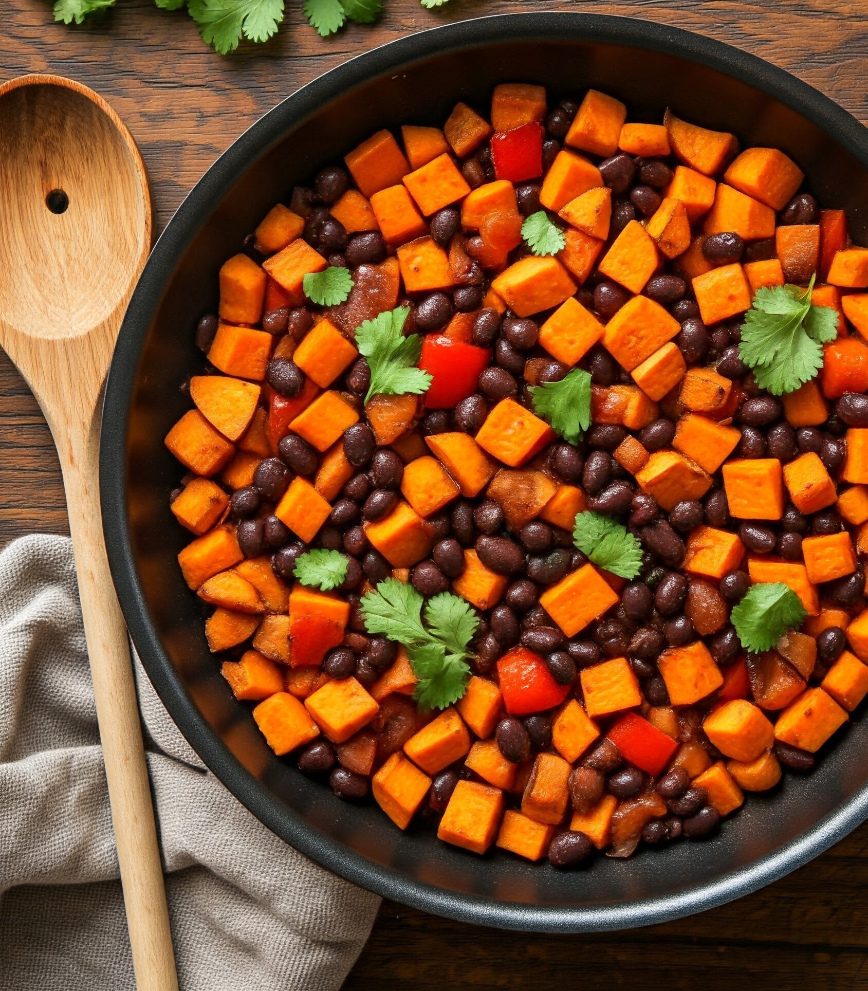 Smoky Chipotle Sweet Potato & Black Bean Breakfast Hash