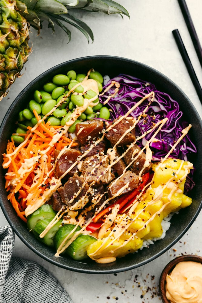 Grilled Pineapple and Ahi Poke Bowl