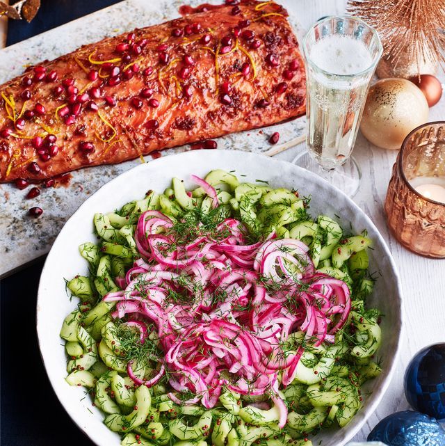 Sesame-Ginger Glazed Salmon with Pickled Cucumber Salad
