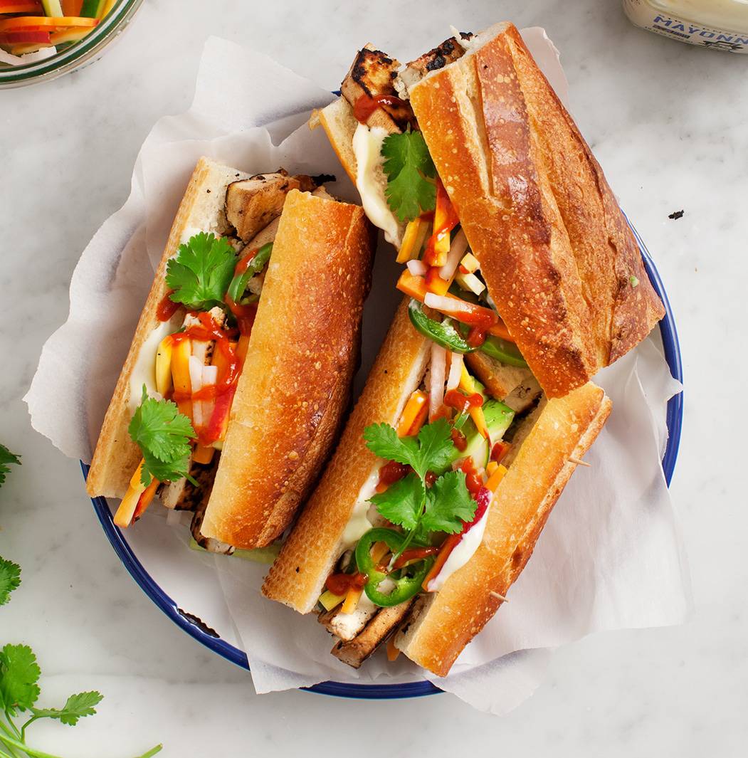 Vietnamese-Inspired Grilled Lemongrass Tofu Banh Mi Wrap