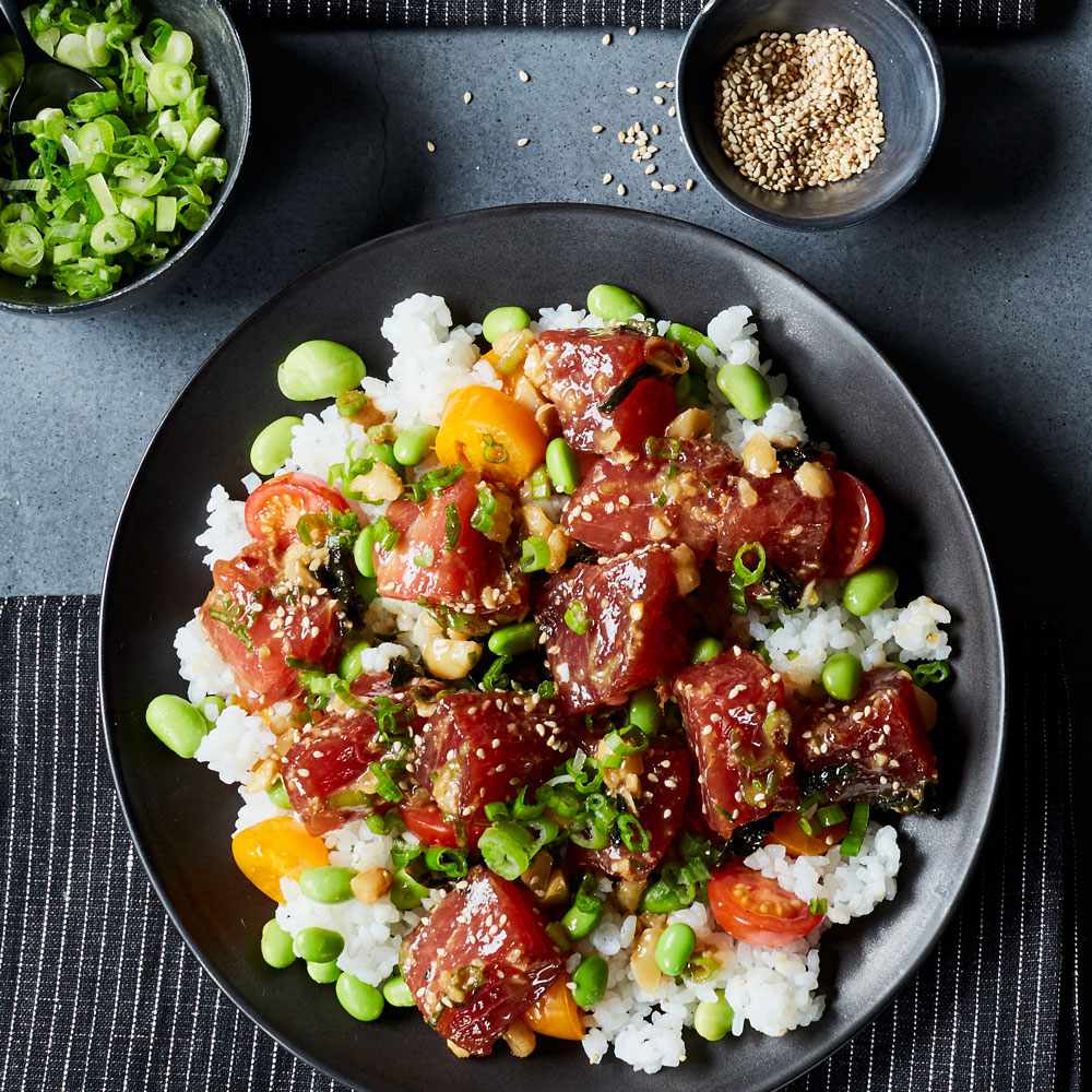 Hawaiian-Inspired Ahi Poke Bowl with Sesame Soy Dressing