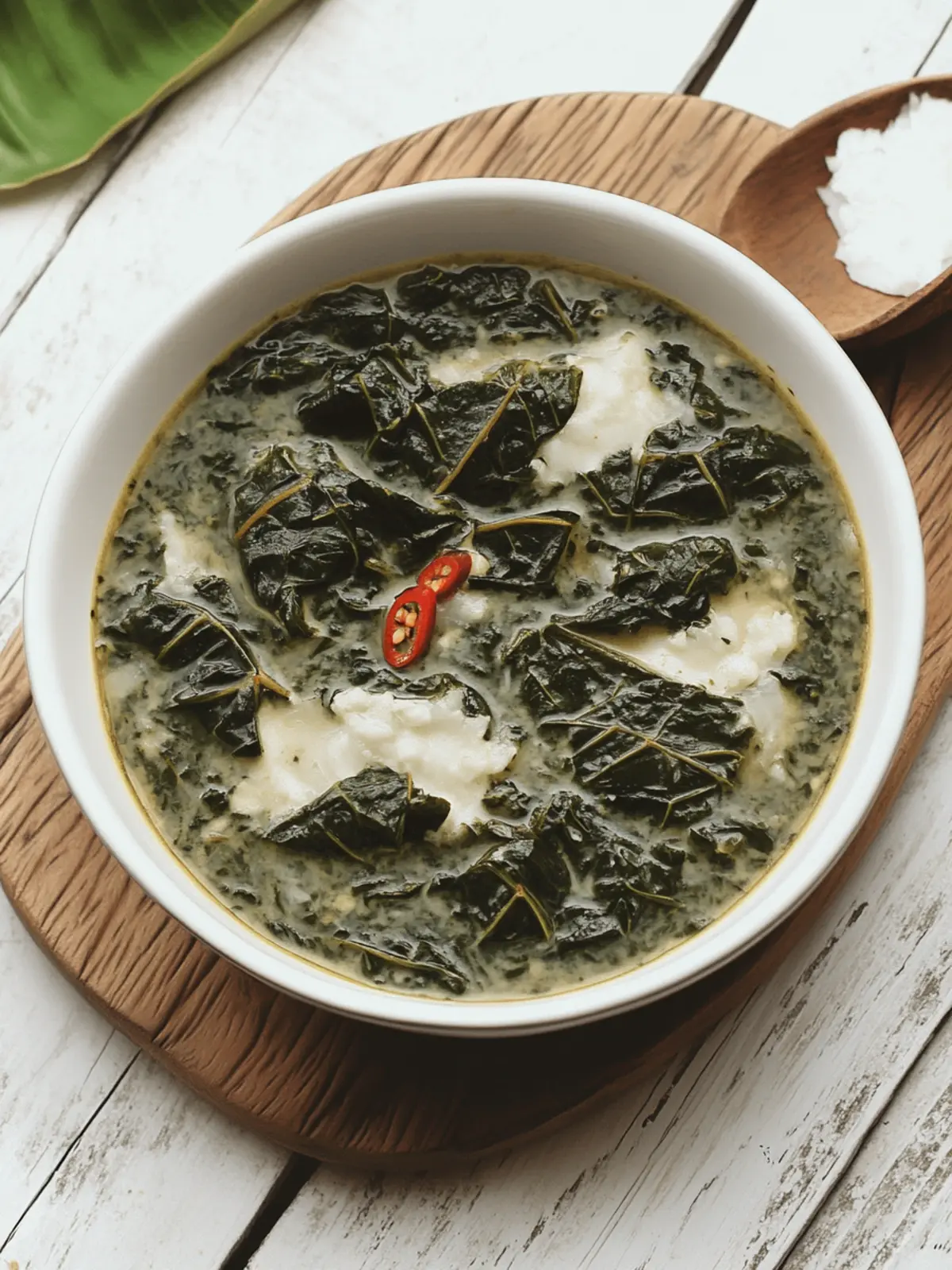 Laing Stew with Coconut Milk and Taro Leaves