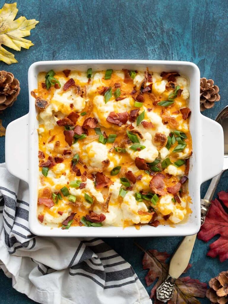 Cheesy Loaded Cauliflower and Bacon Bake