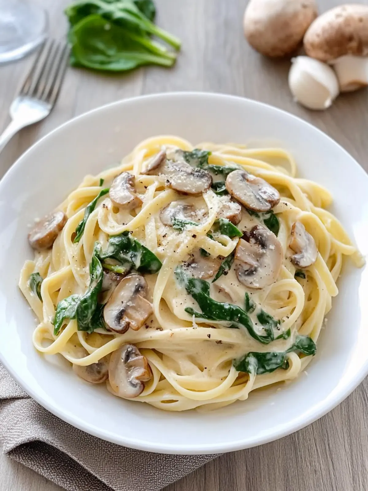 Best-All-Around Creamy Mushroom & Spinach Pasta