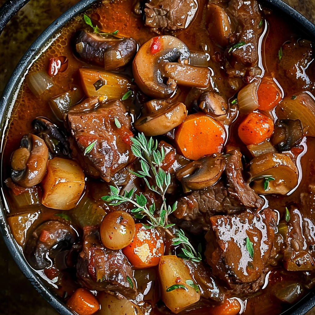 Timeless Beef and Mushroom Stew with Red Wine