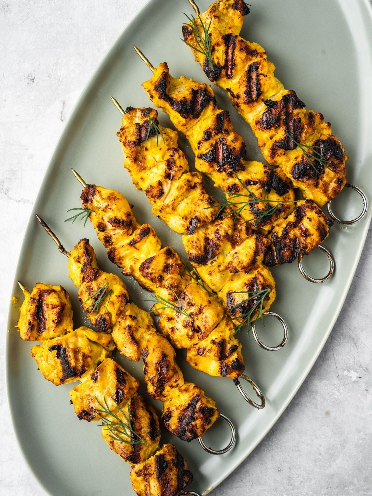 Grilled Saffron Chicken Kebabs with Sumac and Yogurt Marinade