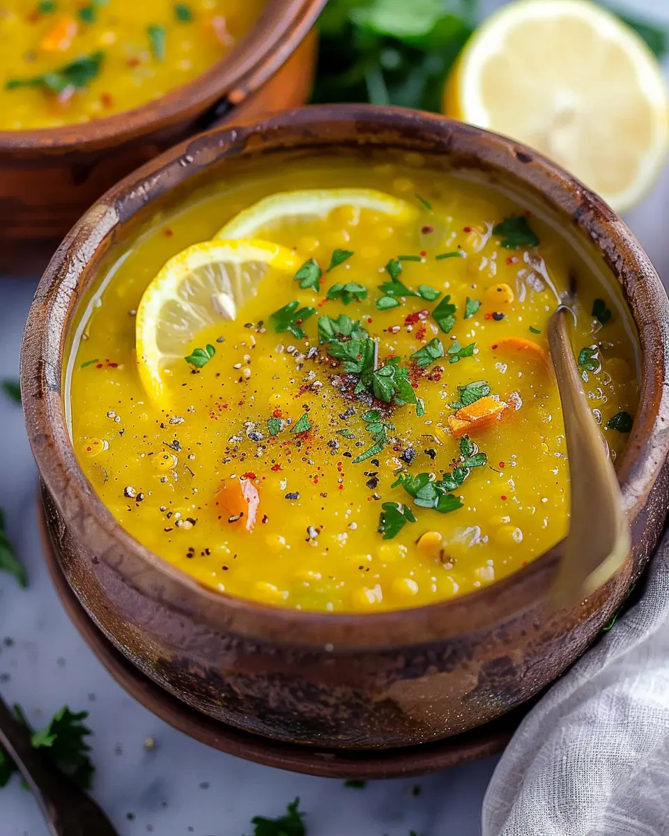 Persian Herb and Lentil Soup with Lemon and Turmeric