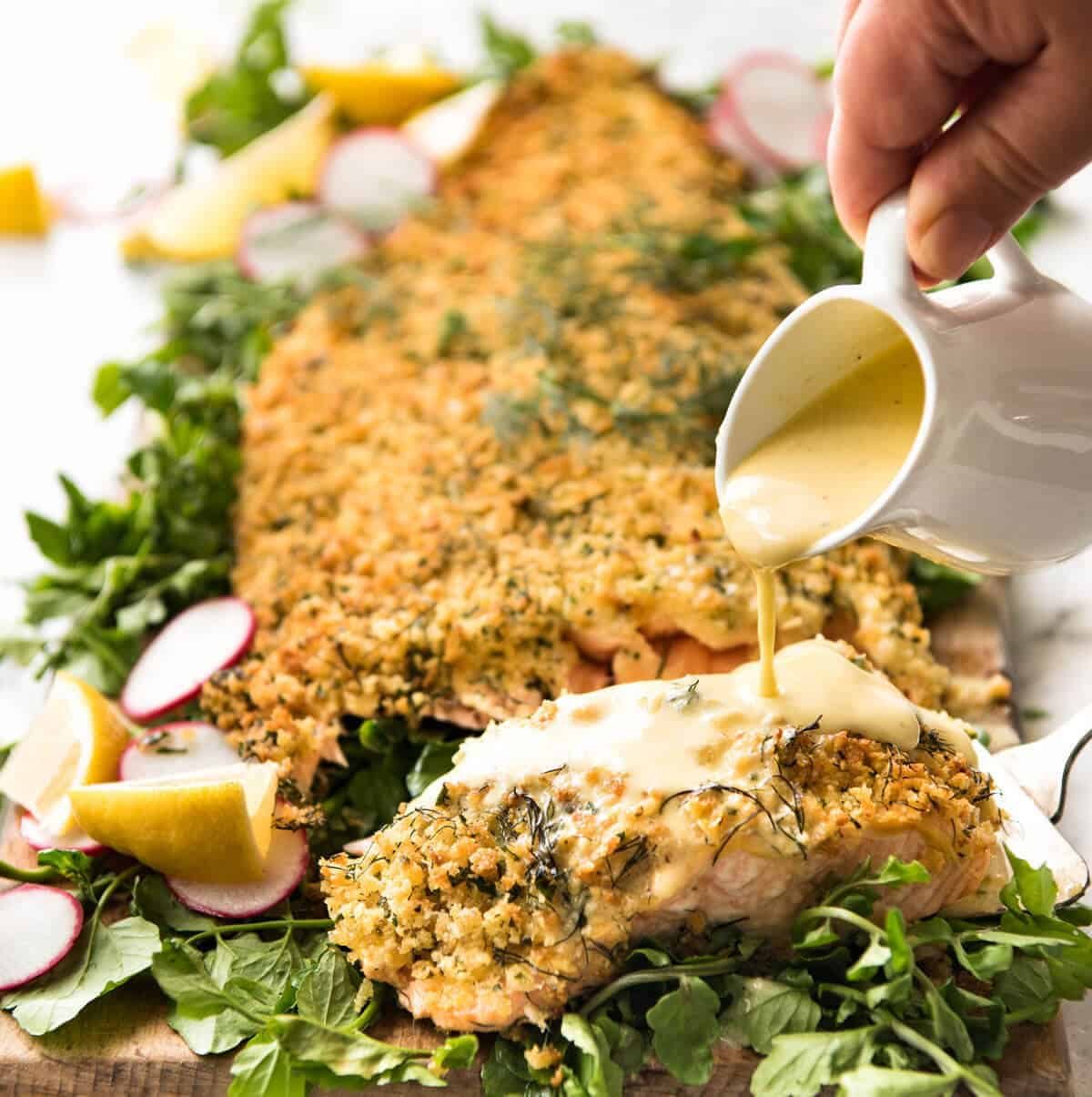 Roasted Half-Crusted Lemon Herb Salmon