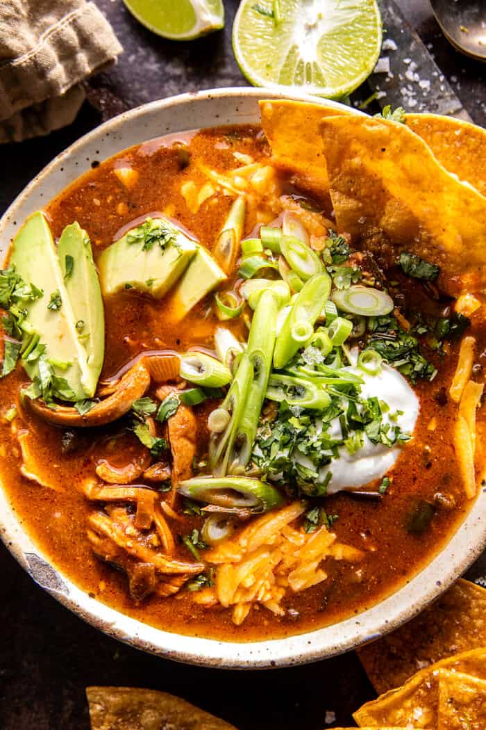 Toasted Corn and Poblano Tortilla Soup with Avocado and Cotija