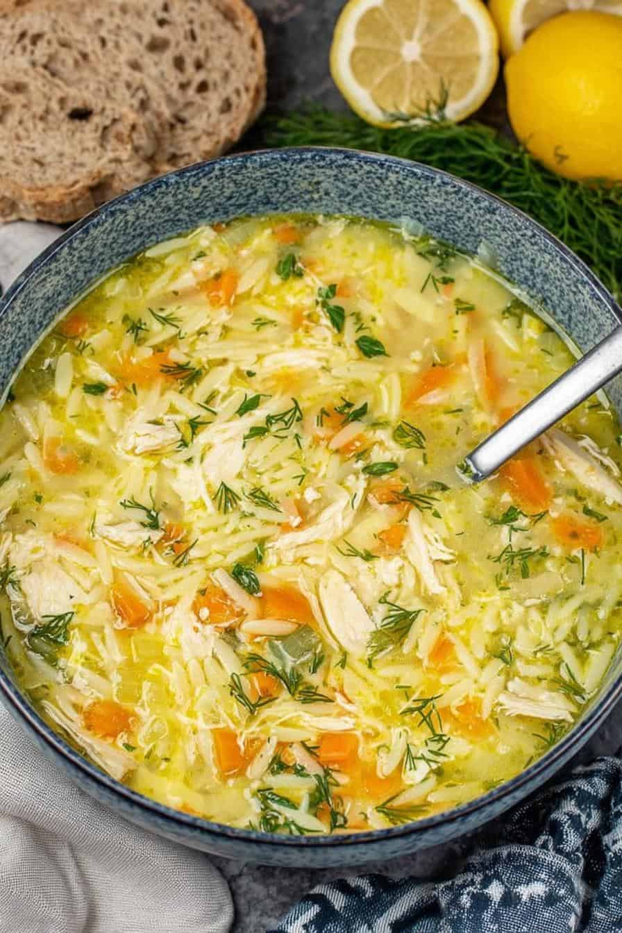 Lemon Avgolemono Soup with Chicken and Orzo
