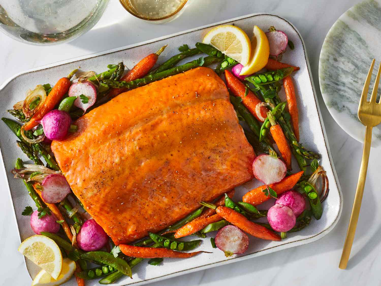 Honey-Lemon Glazed Salmon with Spring Vegetables