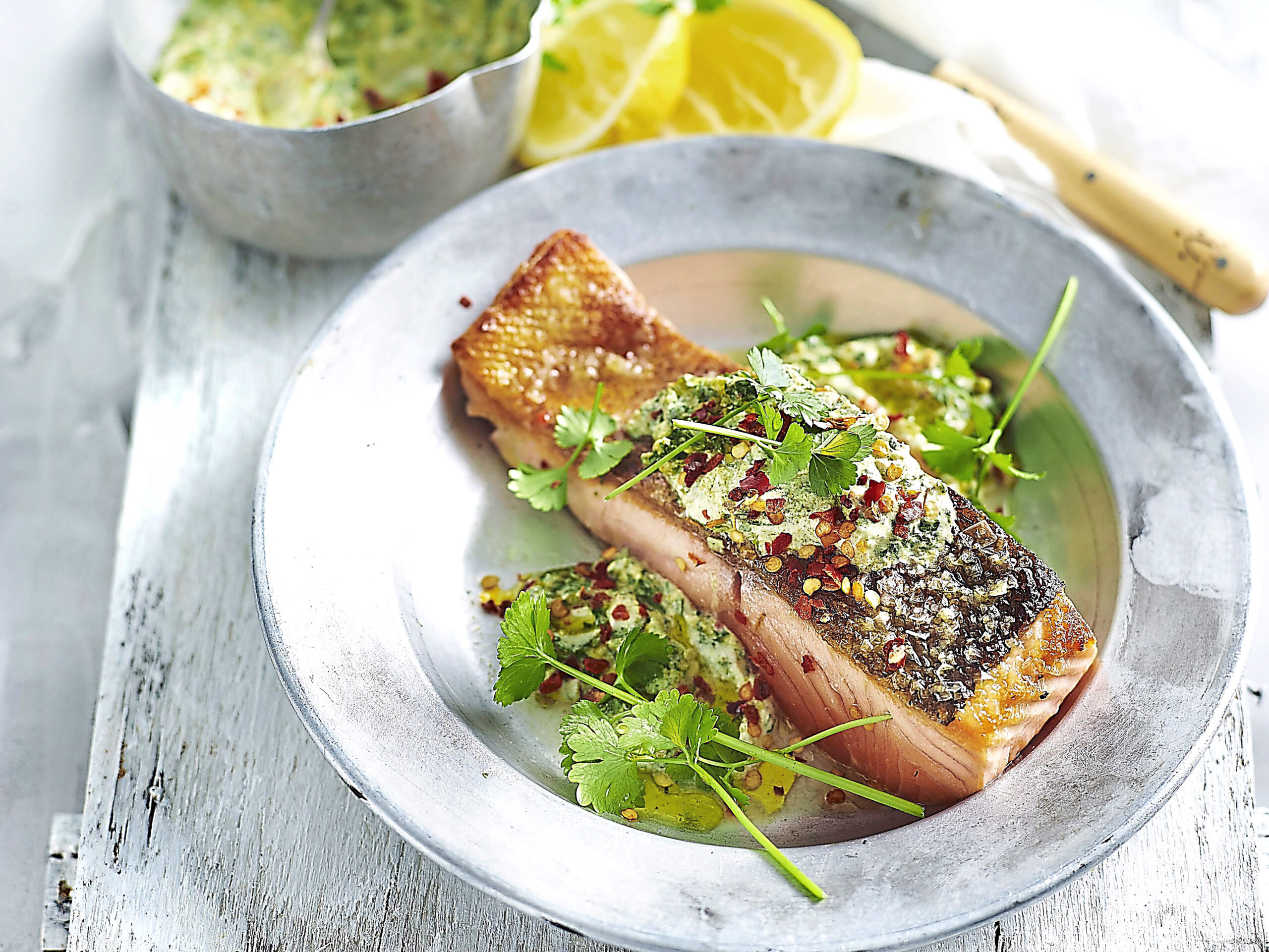 Crisp-Skinned Lemon-Dill Salmon with Capers