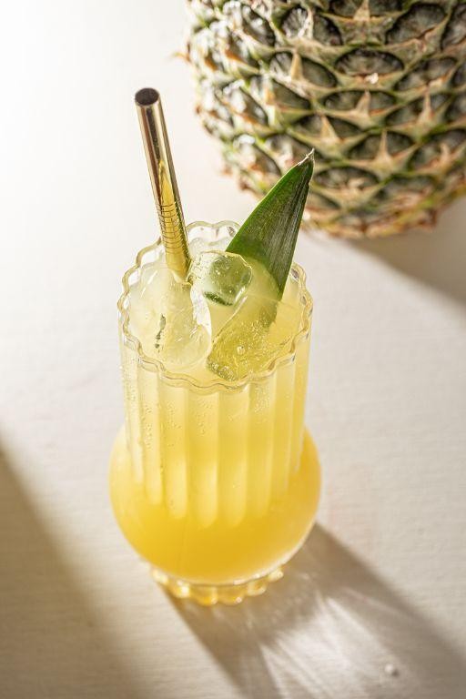 Rum Pineapple Tiki Fizz with Cardamom