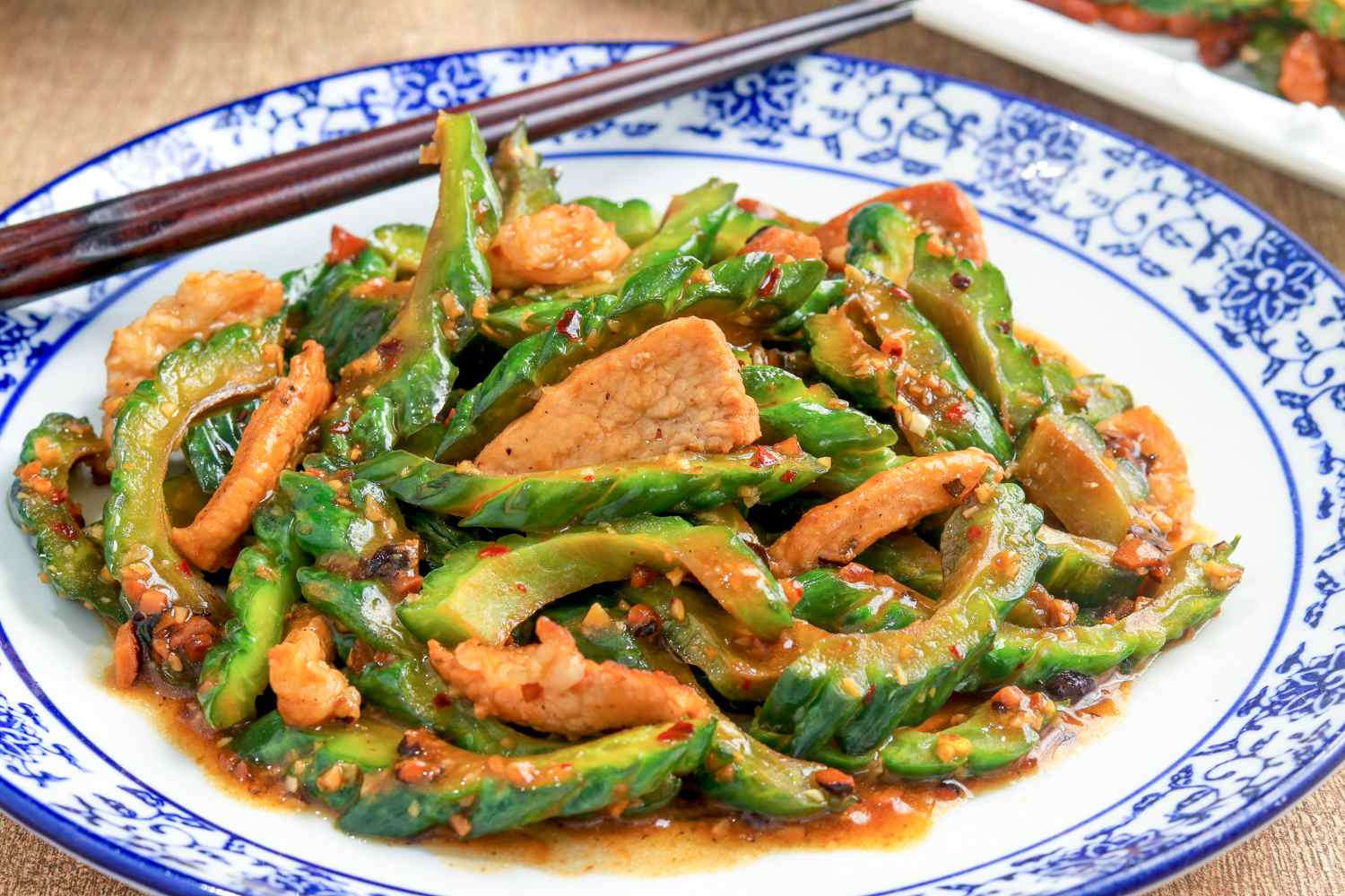 Stir-Fried Bitter Melon with Pork and Tofu Crumbles