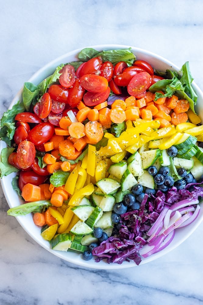 Rainbow Vegetable Salad with Sunbeam Vinaigrette