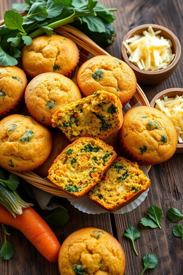 Vegetable-Packed Savory Muffins with Spinach and Sweet Corn