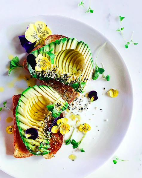 Aurora Borealis Avocado Toast with Edible Flowers